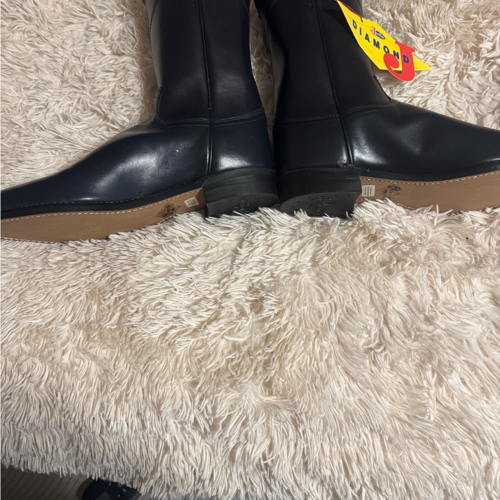Justin Boots Navy Leather Men's Boots - Picture 3 of 8